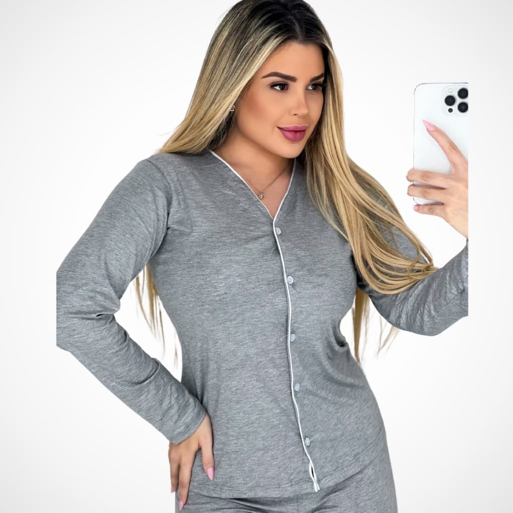 Pijama Feminino Adulto Americano de frio manga longa  e calça