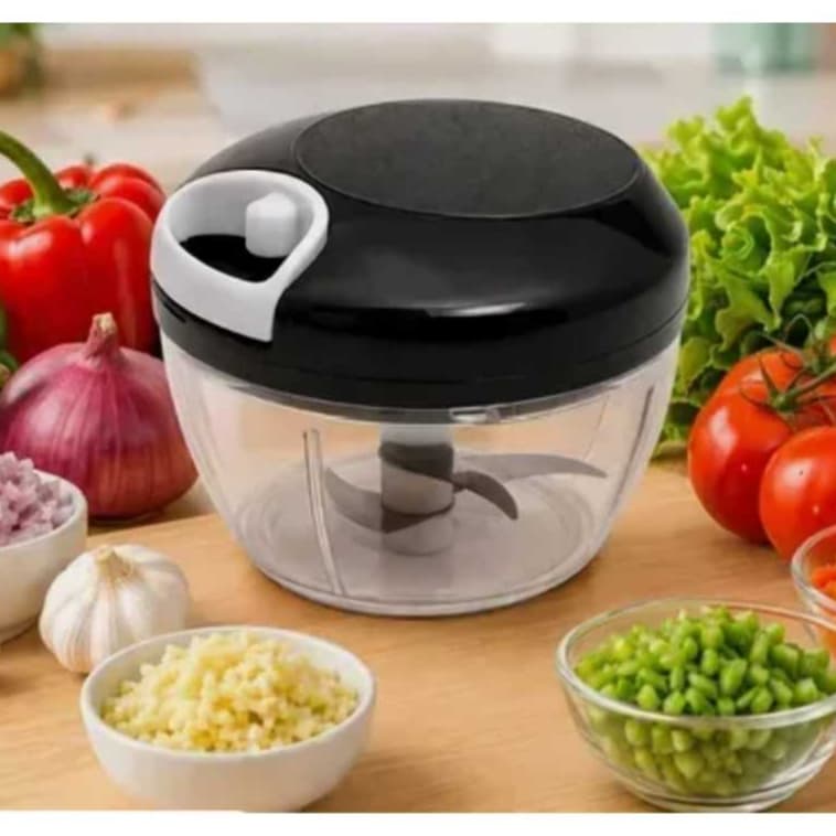 Processador Triturador Fatiador Picador Moedor Temperos Legumes Frutas Alimentos Alho Cebola Manual 500ml 3 Laminas