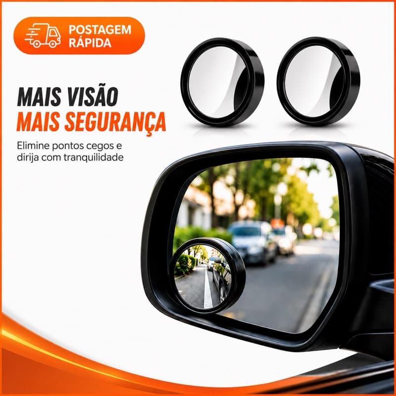 Par Mini Espelho Retrovisor Convexo 360• Anti Ponto Cego Universal Para Carro