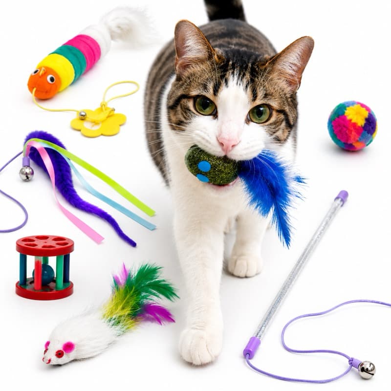Kit Completo com 6 Brinquedos para Gato Interativos Estimula Instinto de Caça Exercícios Antietresse