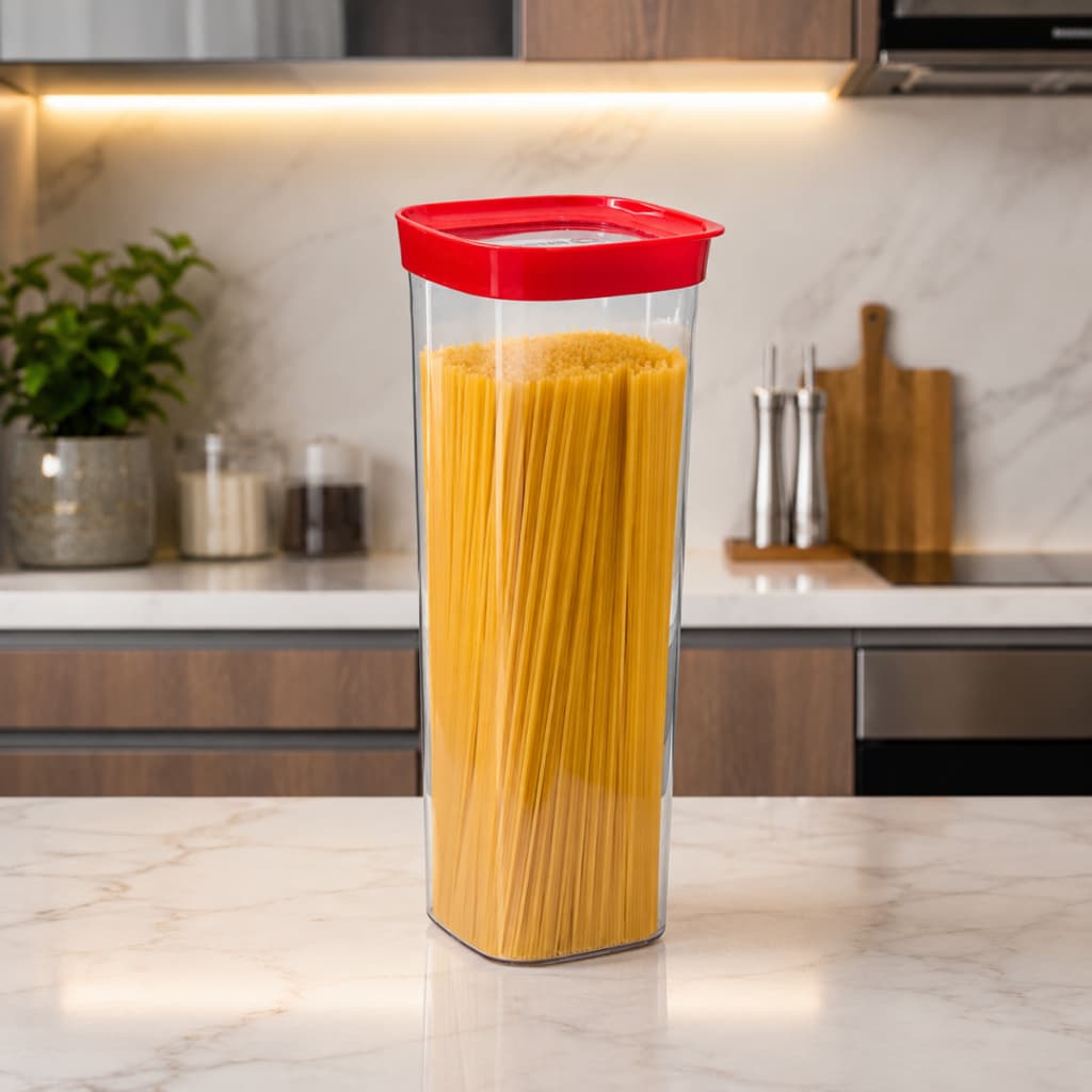 Pote Hermético Para Macarrão Espaguete 2 litros Empalhável Cozinha Pote De Mantimentos 2000Ml
