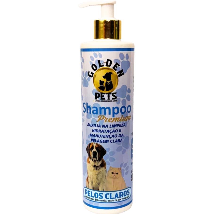 Shampoo Pet Pelos Claros Branqueador Cães E Gatos 500ML - Golden Pets