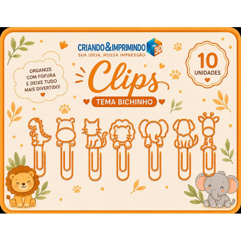 Clips Decorativos Criativos Impressão 3D | Clips de Papel Temáticos para Papelaria