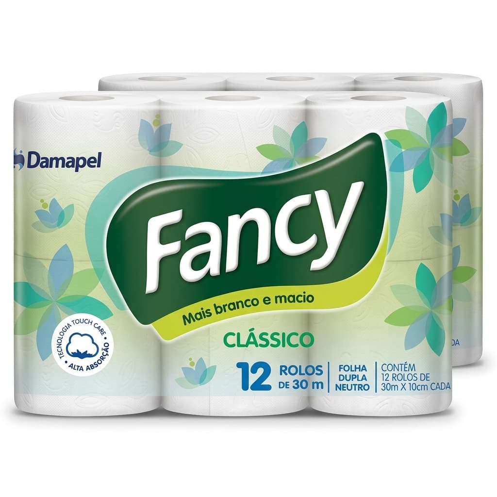 Papel Higiênico Folha Dupla Fancy Damapel 12 Rolos 30m Atacado Neutro