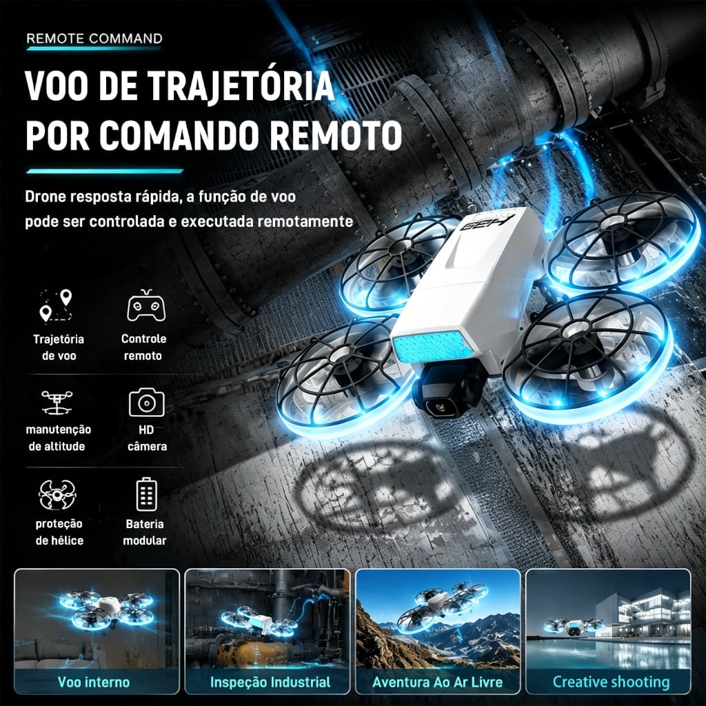 Drone H28 Câmera Dupla 4K HD, 2 Baterias, Wi-Fi FPV, Quadcopter Preto Novo com Controle Remoto