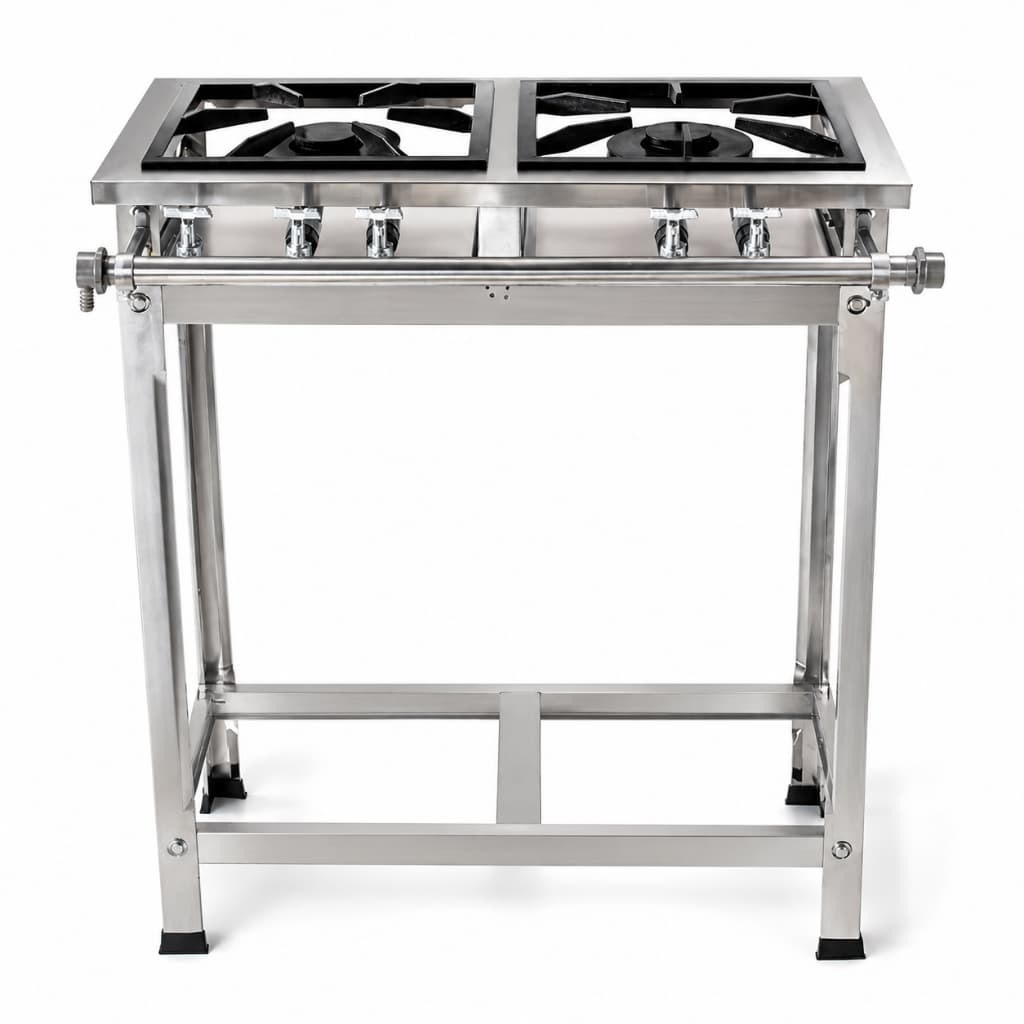Foção 2 Bocas 30X30 Inox Baixa Pressão 2 QD Grelha de Ferro Fundido PROMOÇÃO