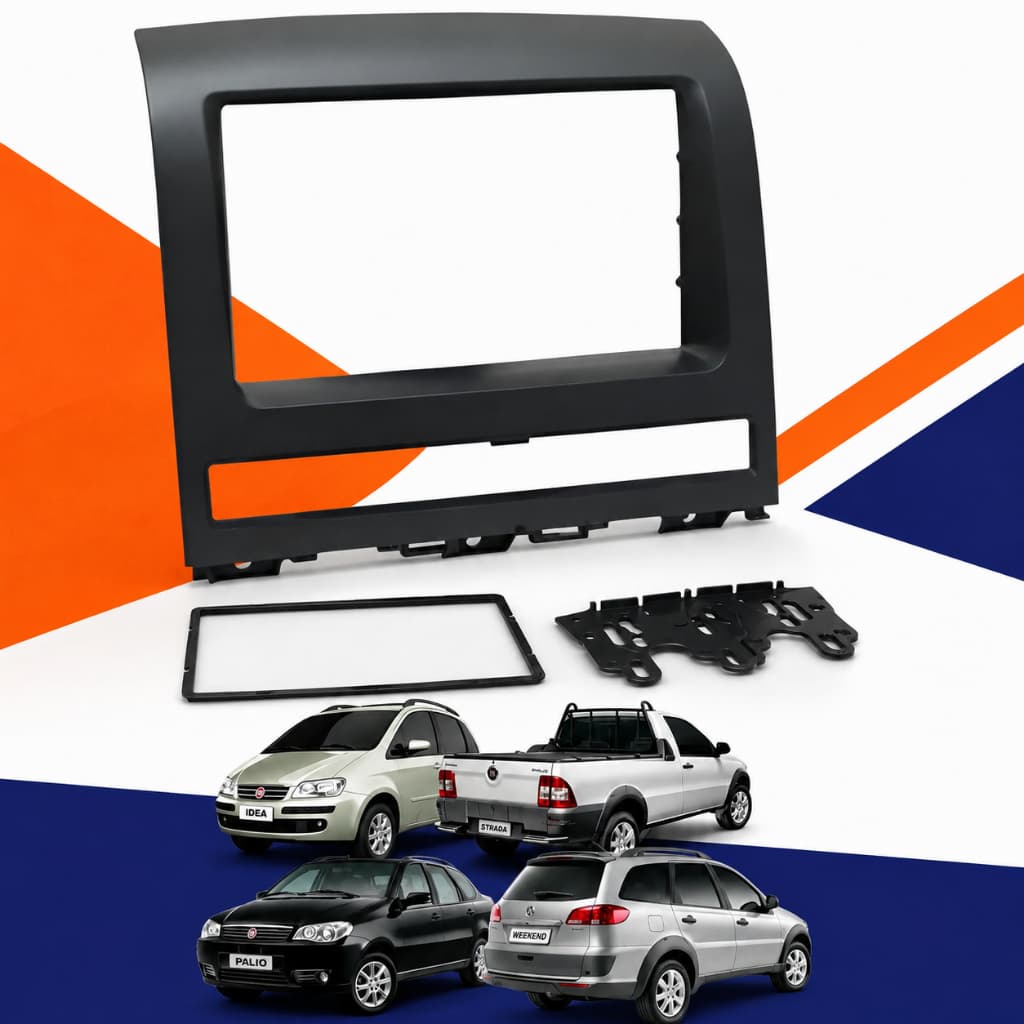 Moldura Multimídia 2 Din Fiat Palio 2008 a  2012 Siena Preto