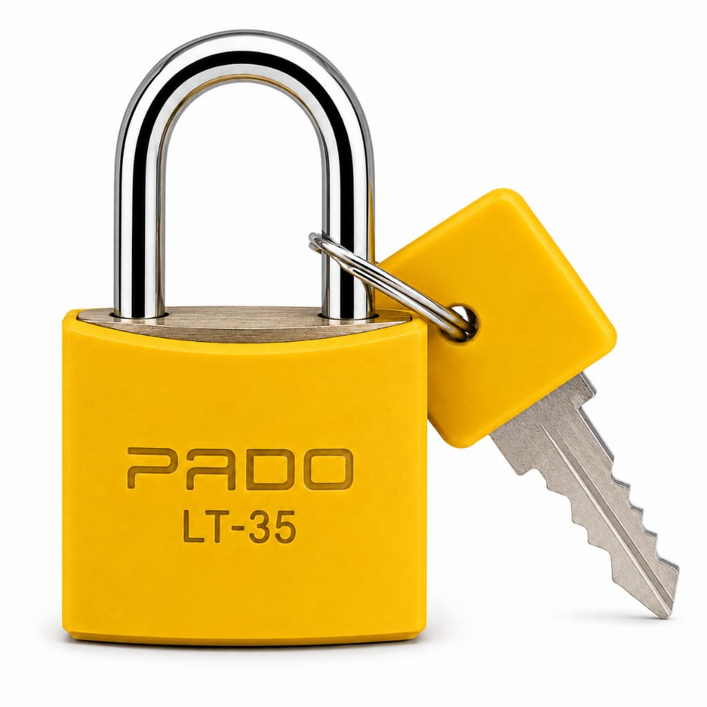 Cadeado Pado Amarelo LT-35 35mm Original Alta Segurança Corpo Em Latão Para Grades e Depósitos