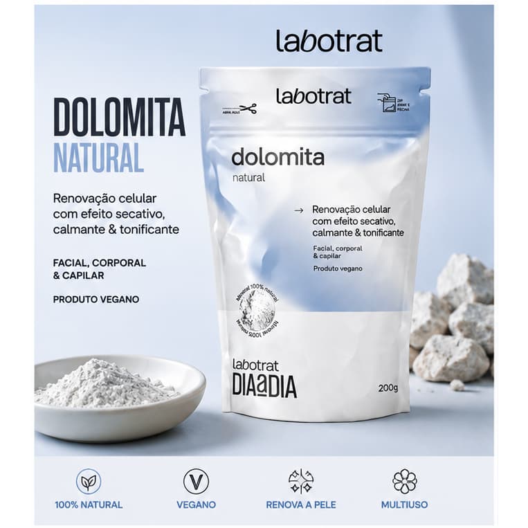 Dolomita Natural Labotrat 200g Facial Corporal Capilar Máscara Mineral Pele Oleosa Vegano Original