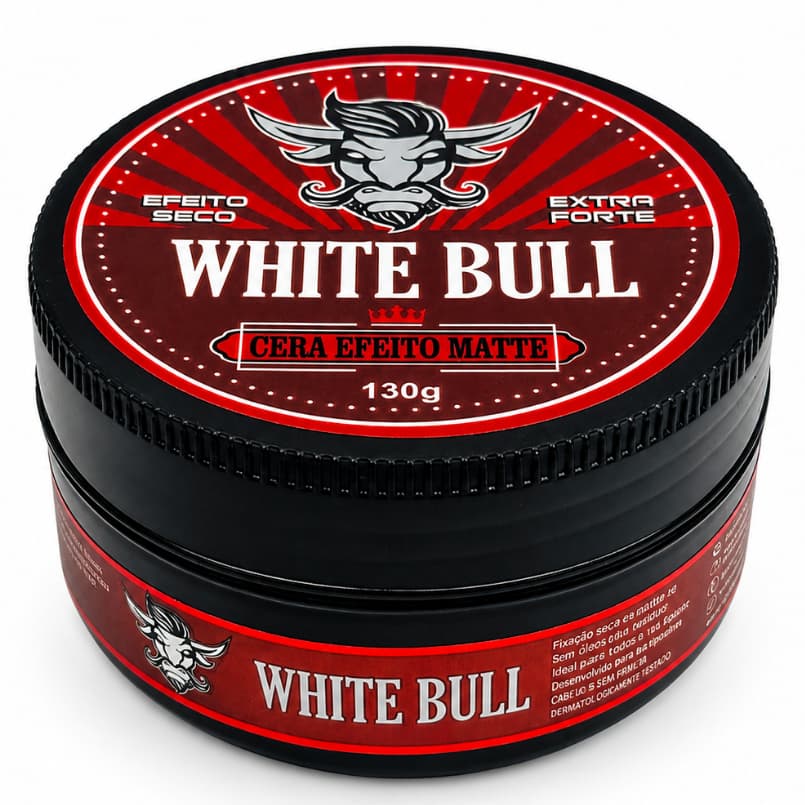 Pomada Cera Modeladora Matte 130g White Bull - Efeito Seco e Modela o Cabelo de Forma Natural