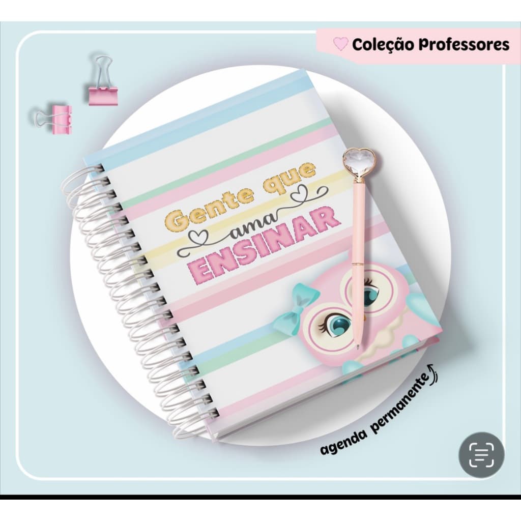 Caderno Professsora Personalizado Luxo  com Nome - Capa Fosca ou Holográfica - 200 Páginas - Miolo Feminino Presente