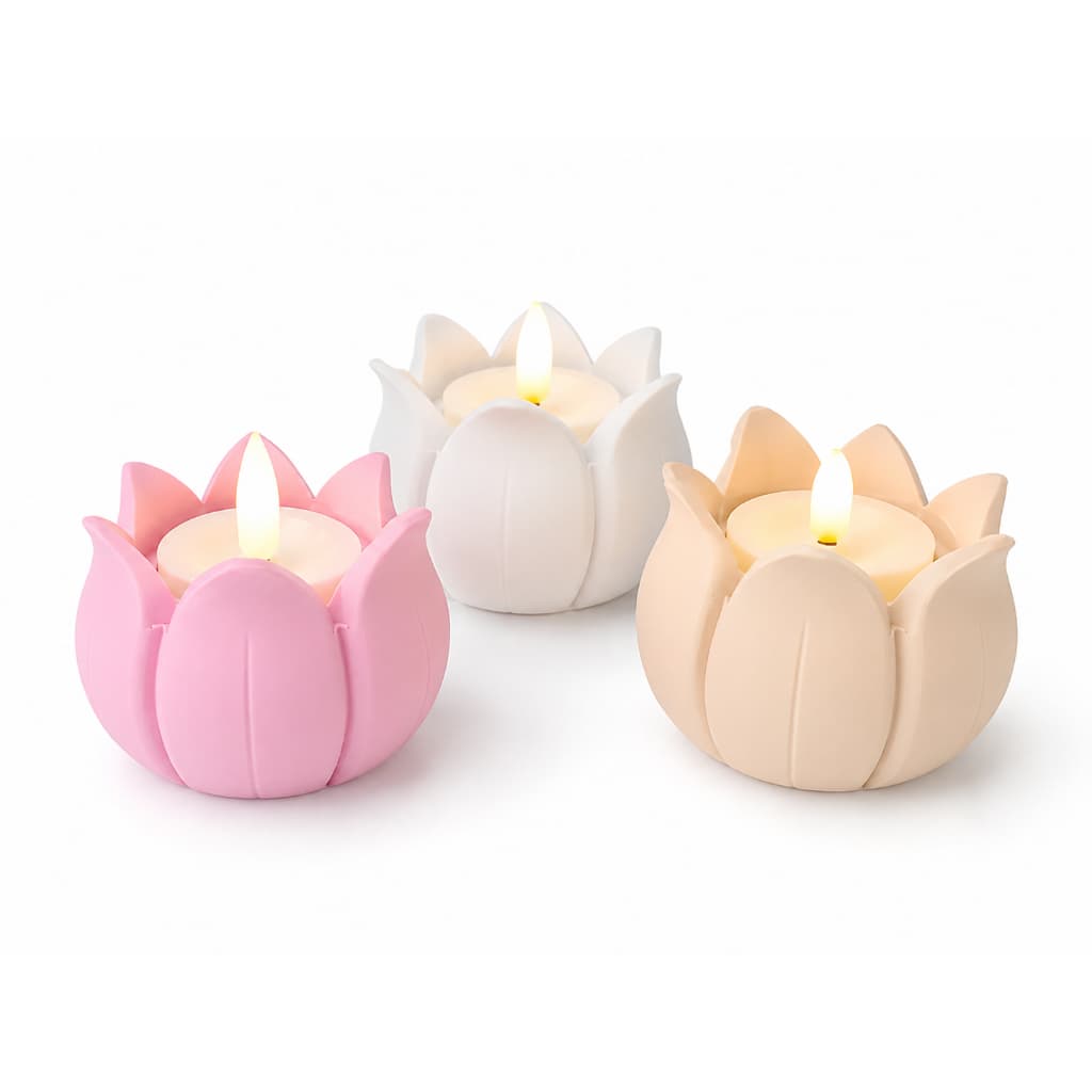 Porta Vela Flor Tulipa Enfeite Decorativo De Mesa Moderno e Feminino