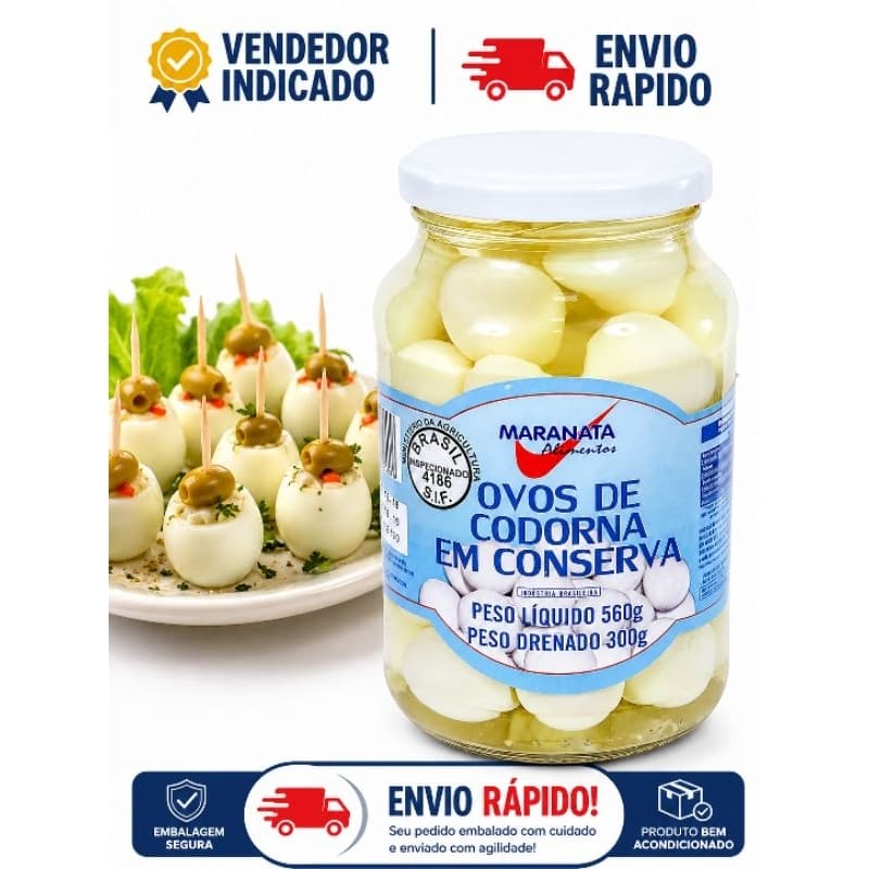 Ovos de Codorna em Conserva Maranata 300g |400g| 1kg Drenado | Pronto para Servir