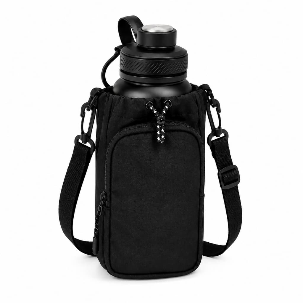 Bolsa Porta Garrafa PCM 700ml com Alça Transversal Ajustável e Bolso para Celular Versátil