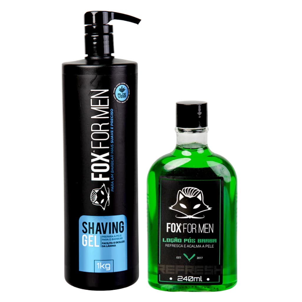 Kit Barba Shaving Gel 1kg+ Loção Pós Barba Calmante 240g - Fox For Men