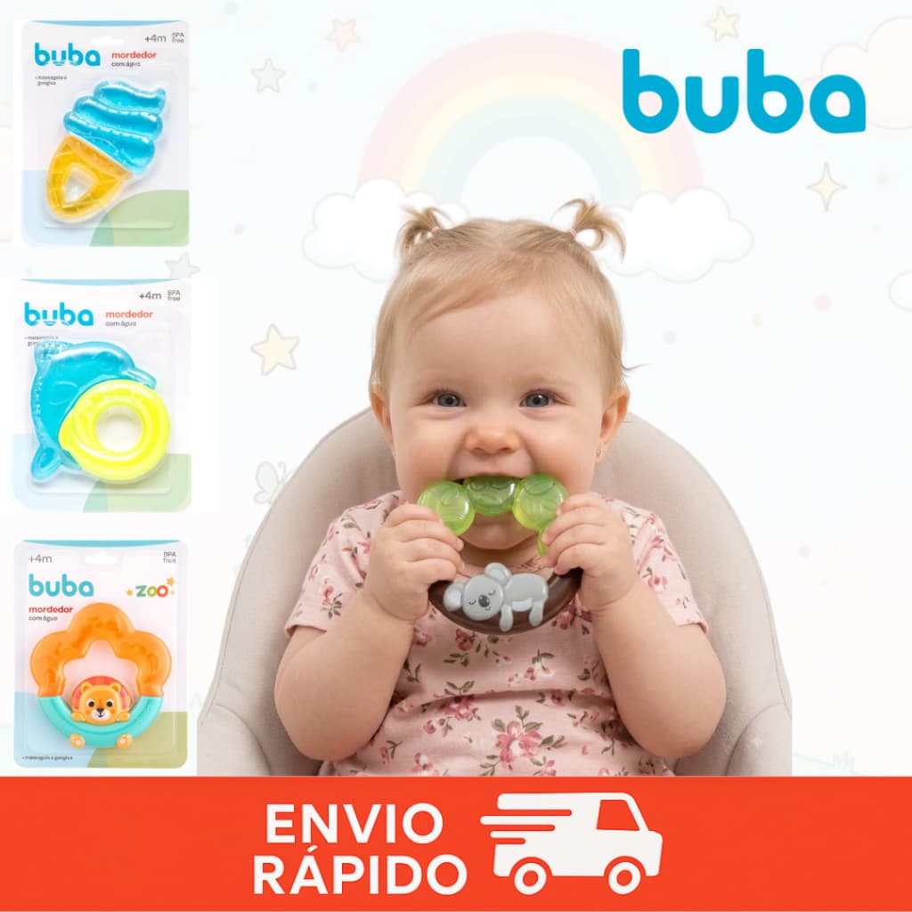 Mordedor de Água Buba Mordedor Massageador Dente Bebe Infantil Mordedor Animais Morde Fácil Gengiva