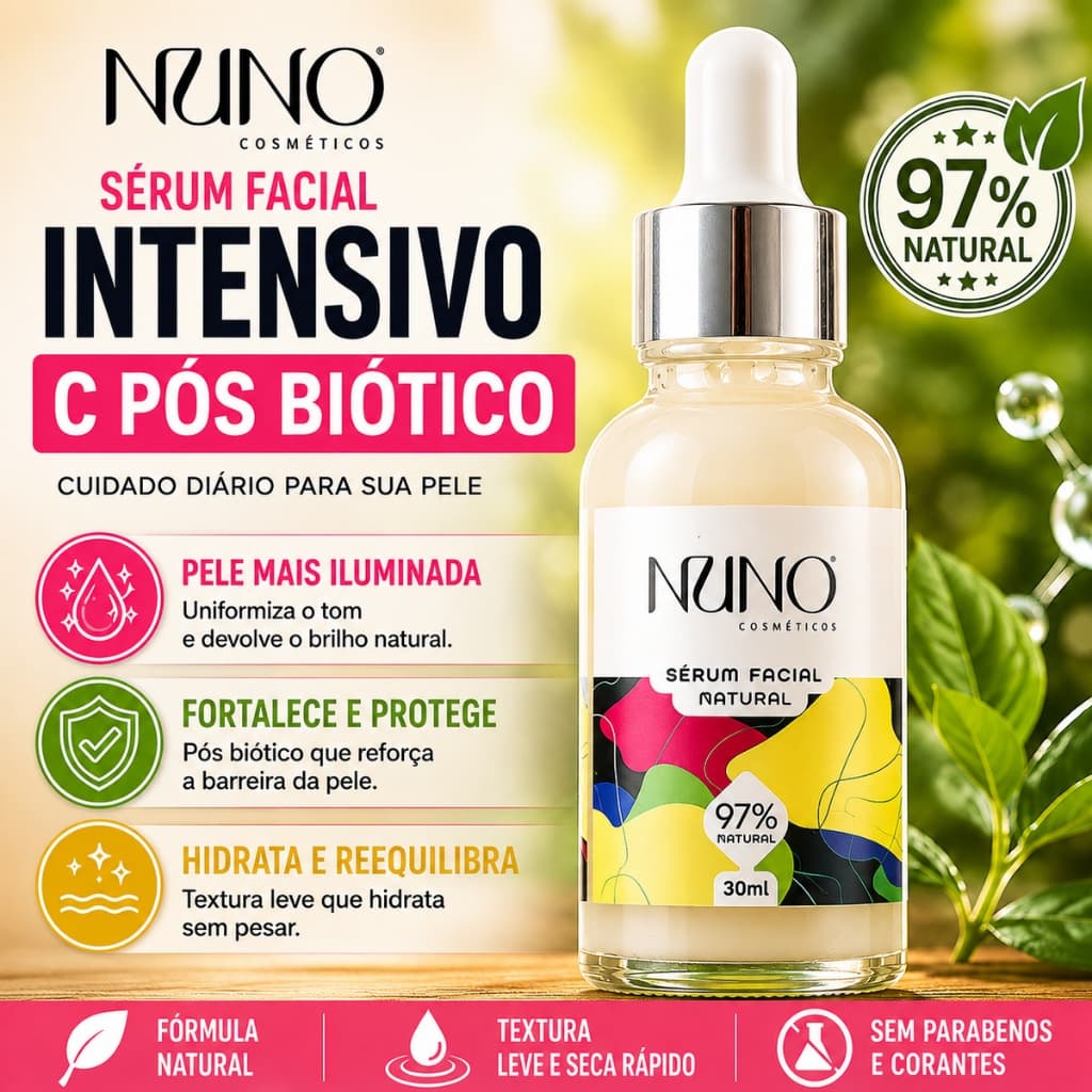 Serum Vitamina C e Pós-Biotico Nuno Cosméticos 30ml Serum Facial