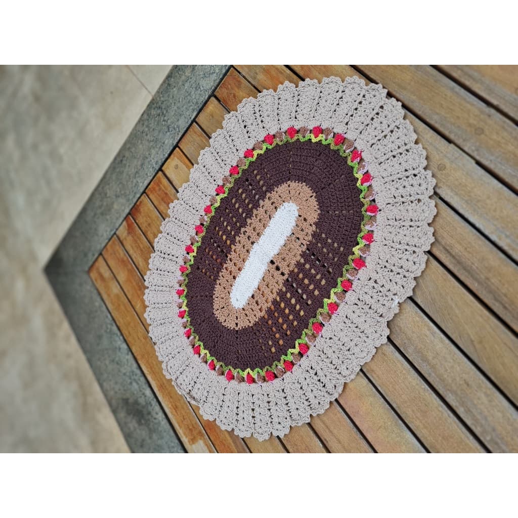 Tapete crochê, tapete oval em crochê, tapete 60x40, casa, banheiro, sala