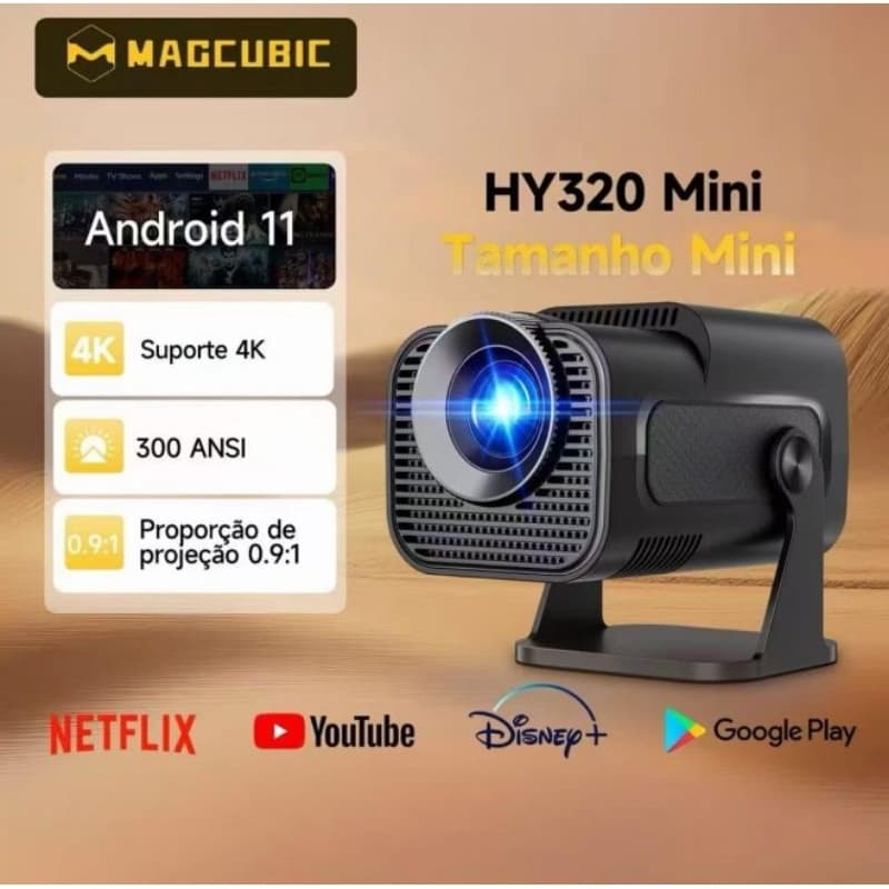 Projetor HY320 Mini 4K Android Wi-Fi Bluetooth Cinema