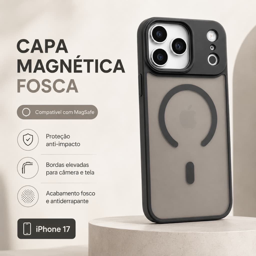 Capa Magnética MagSafe Fosca Para iPhone 13 14 15 16 17 Pro Max Anti Impacto