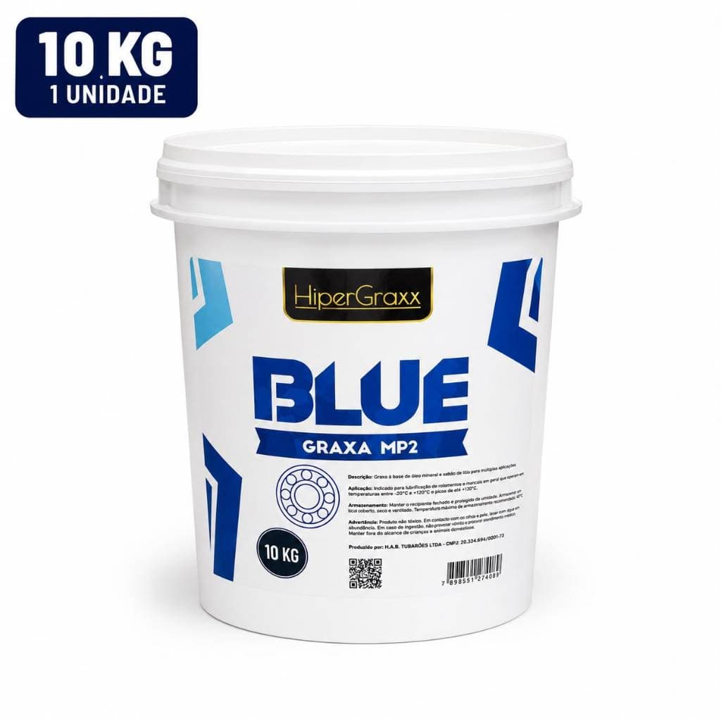 Graxa Azul MP2 Lítio para Rolamentos Mancais Balde 10kg HiperGraxx