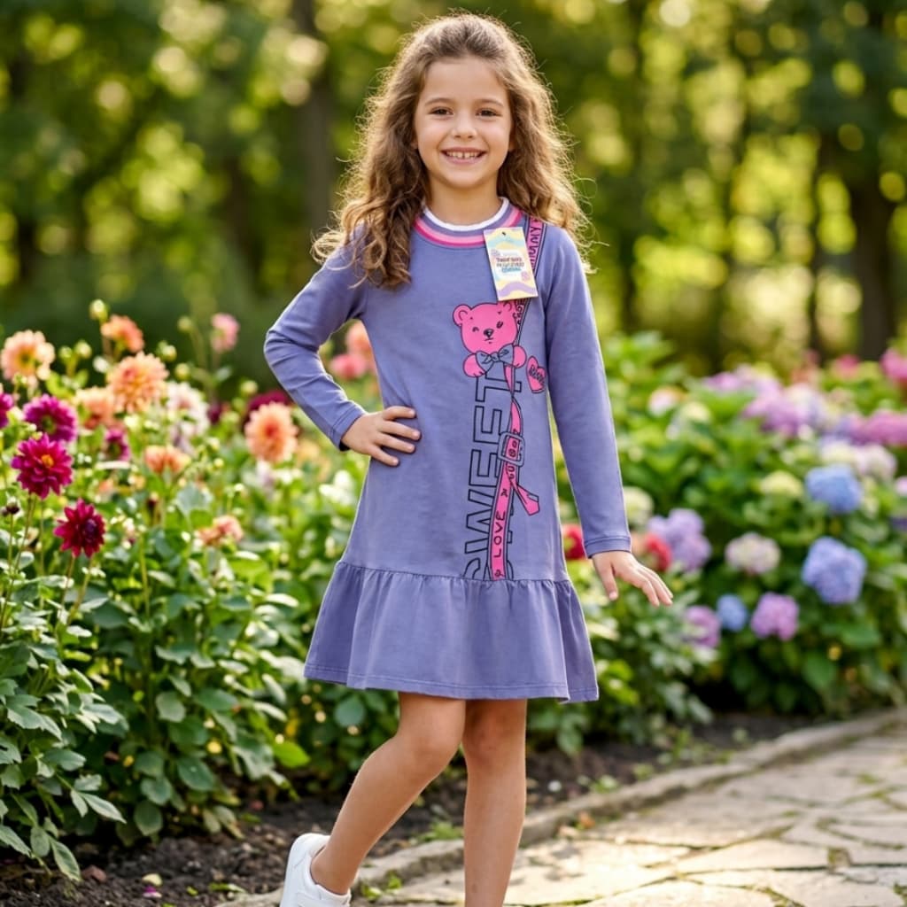 Vestido Infantil Menina Verão Feminino look casual Infantil feminina criança roupa infantil tamanho 8