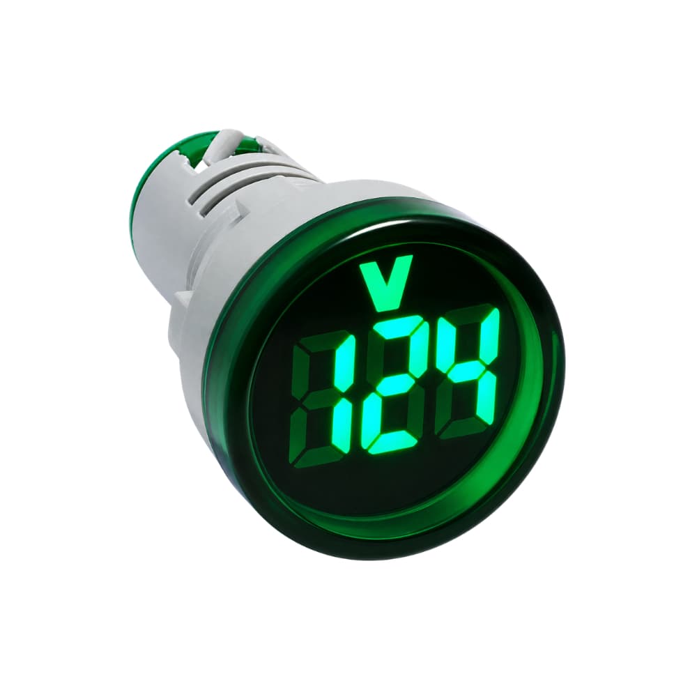 Voltímetro Digital Verde AD16-22VM 22mm Sinaleiro Indicador Tensão Painel Comando  Máquinas CLP