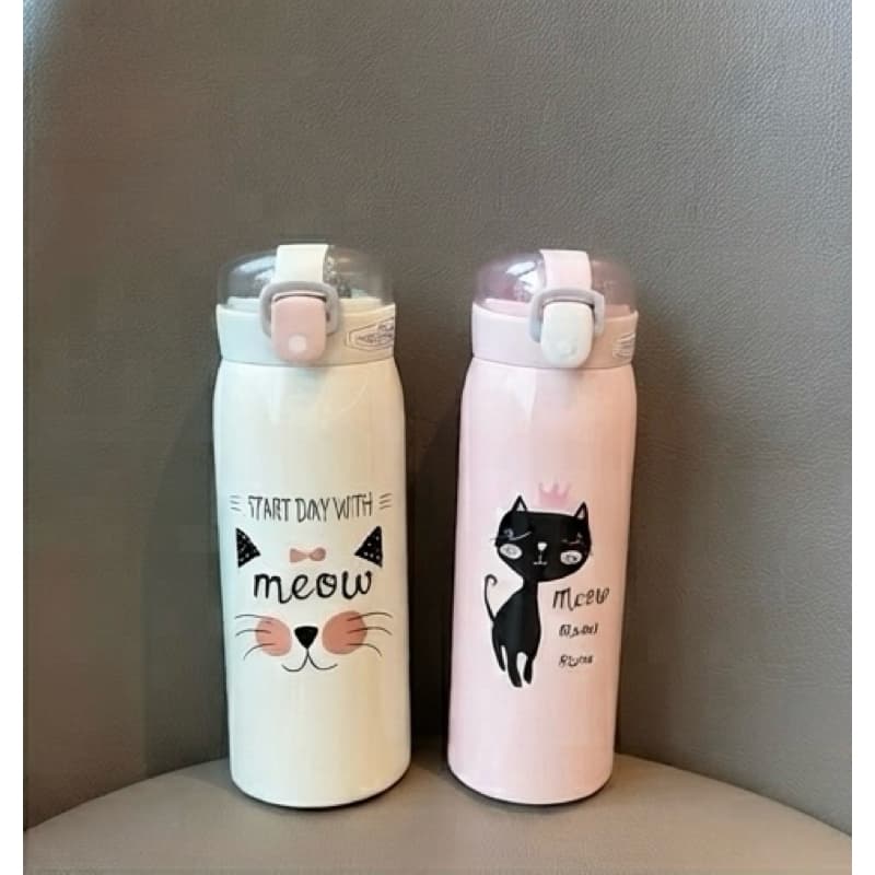Garrafa Térmica Gatinho 500ml | Aço Inox | Tampa com Trava