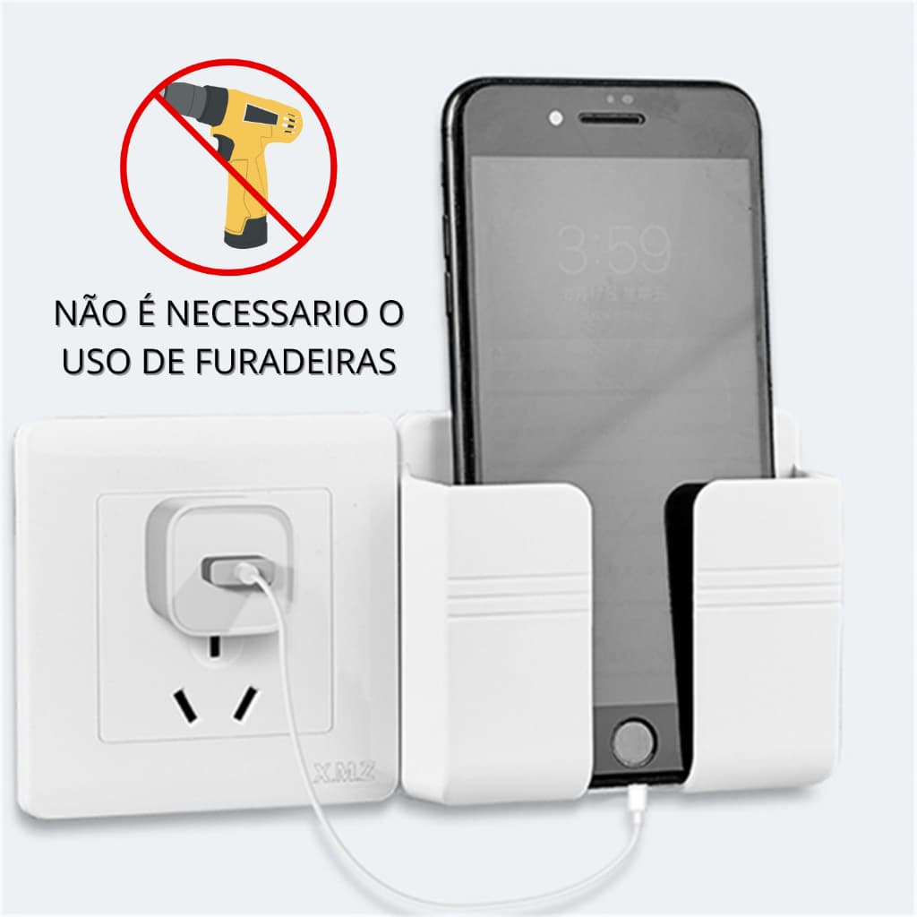 Suporte de Parede Para Celular Controle Remoto Ar Condicionado Carregamento Seguro Organização