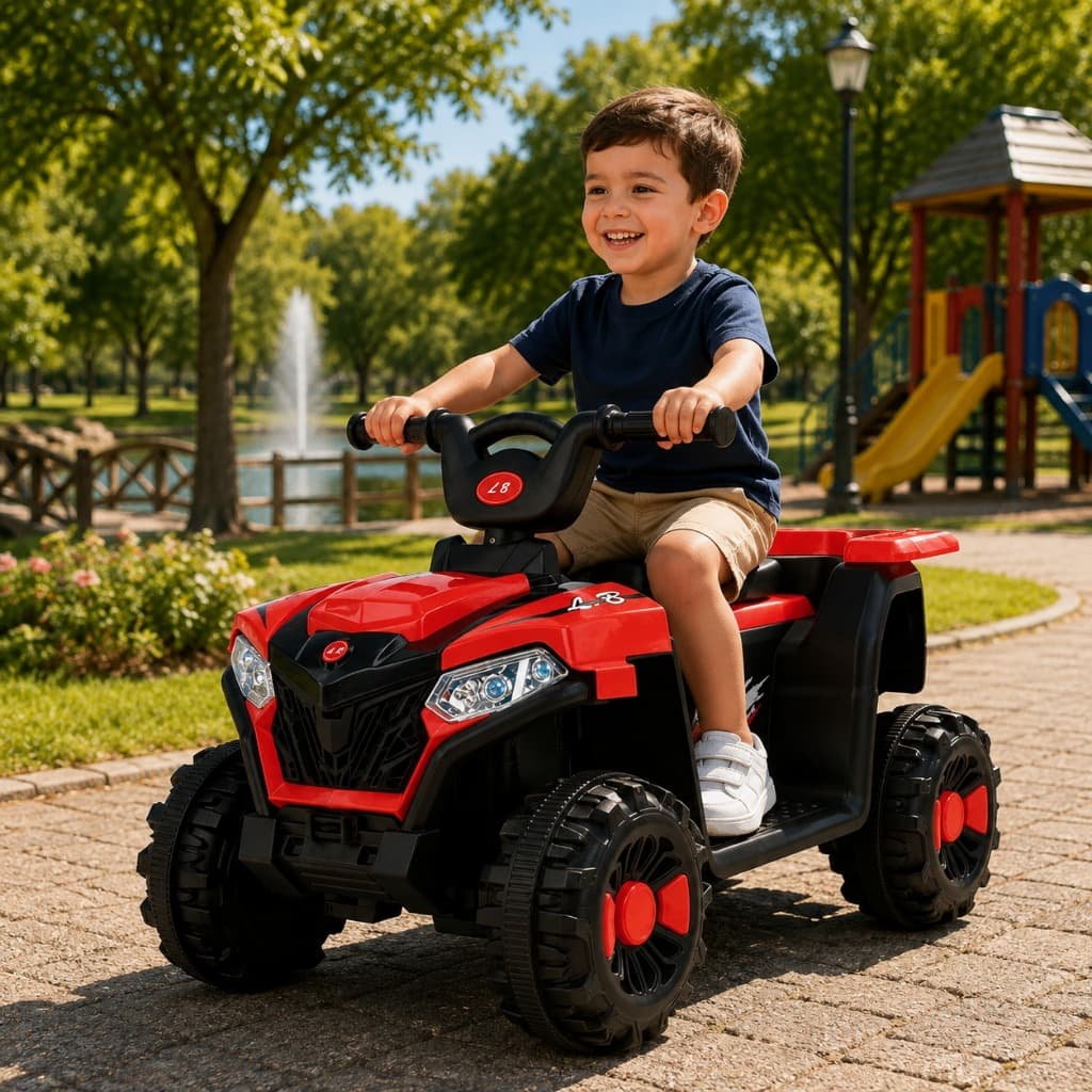 Carrinho Quadriciclo Eletrico Infantil Zippy Toys 6V Com Luzes e Musicas Frente e Ré Andador