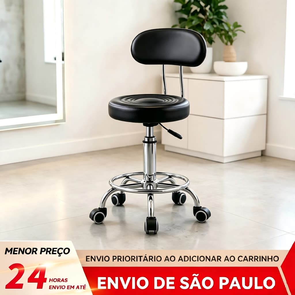 BAIERDI Cadeira De Bar Giratória Ajustável Com Encosto E Rodízios Versátil Para Área De Recepção E Ambiente De Salão