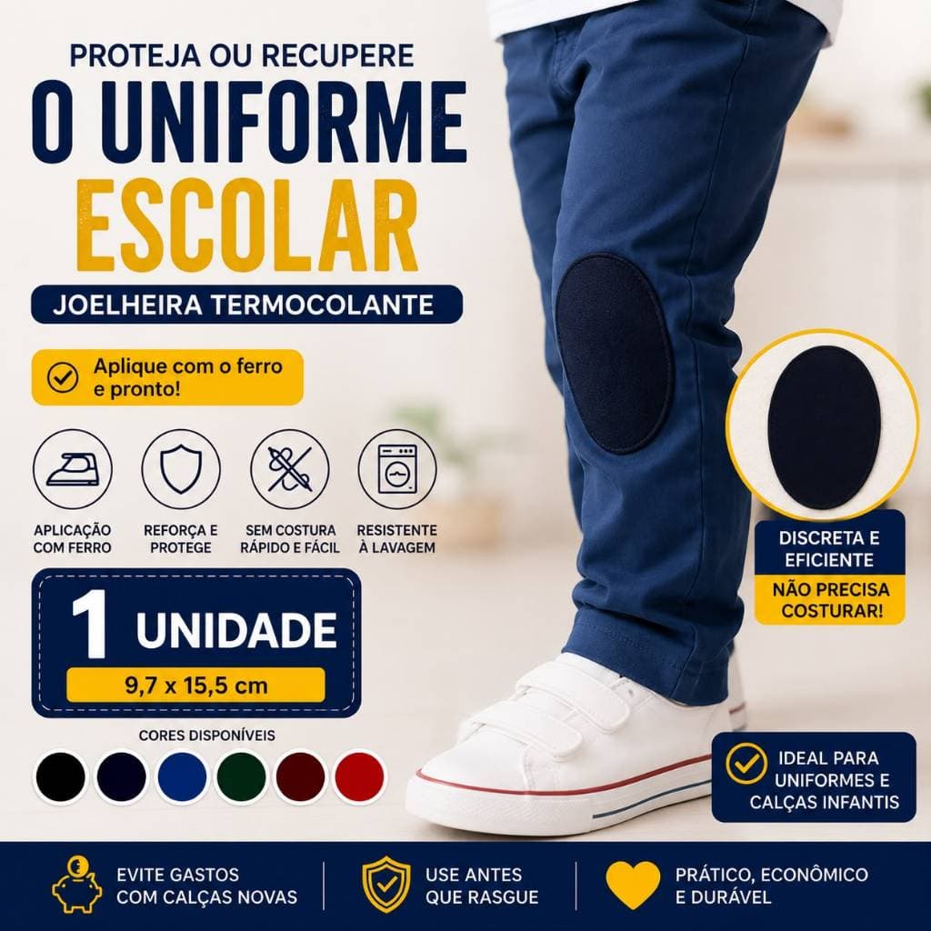 Joelheira Termocolante Reforço Reparo Calça Escola Infantil