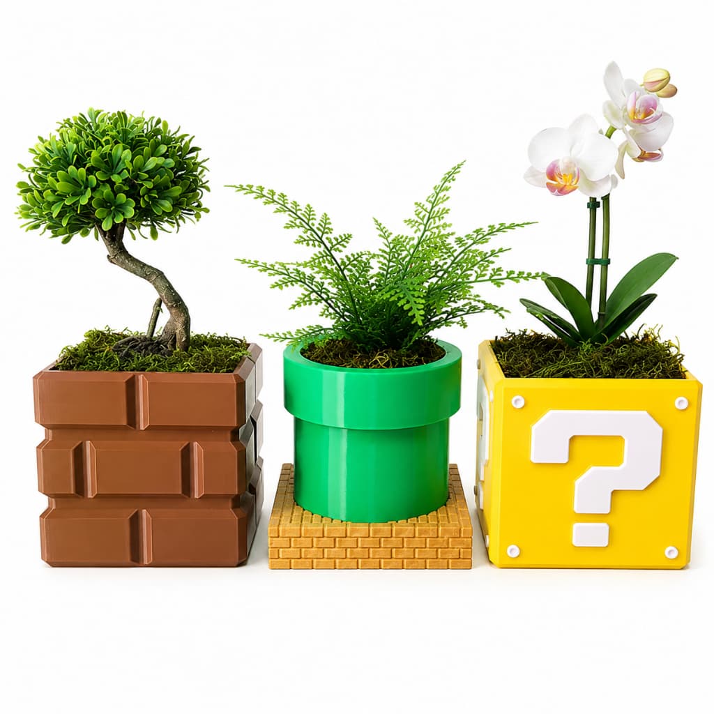 Kit Vasos Suculentas Super Mario – Vasinho Decorativo Geek para Plantas Pequenas
