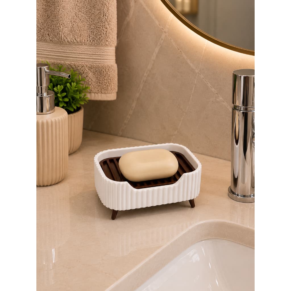 Saboneteira com Grade Drenante – Porta Sabonete Moderna para Banheiro, Lavabo e Pia