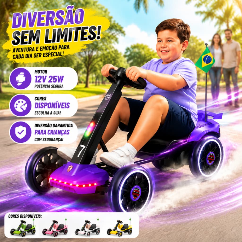 TRAILFORGE Mini Carro Brinquedos Elétrico Moto Infantil Kart Com Luzes E Música Controle Remoto