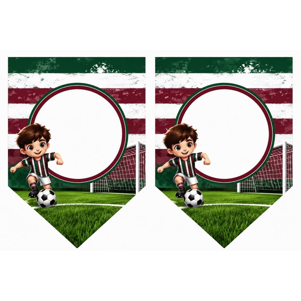 Bandeirolas Futebol Personalizadas para Festas - 12 BANDEIRINHAS Tricolor - com o barbante