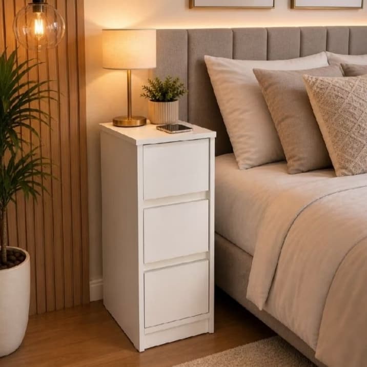 Mesa De Cabeceira Estreito 3 Gavetas 25x60x30 De Chão MDF