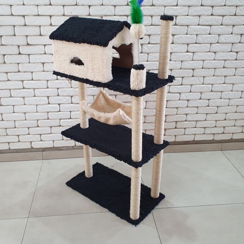 Casa  de gatos arranhador 3 andares com rede grande.