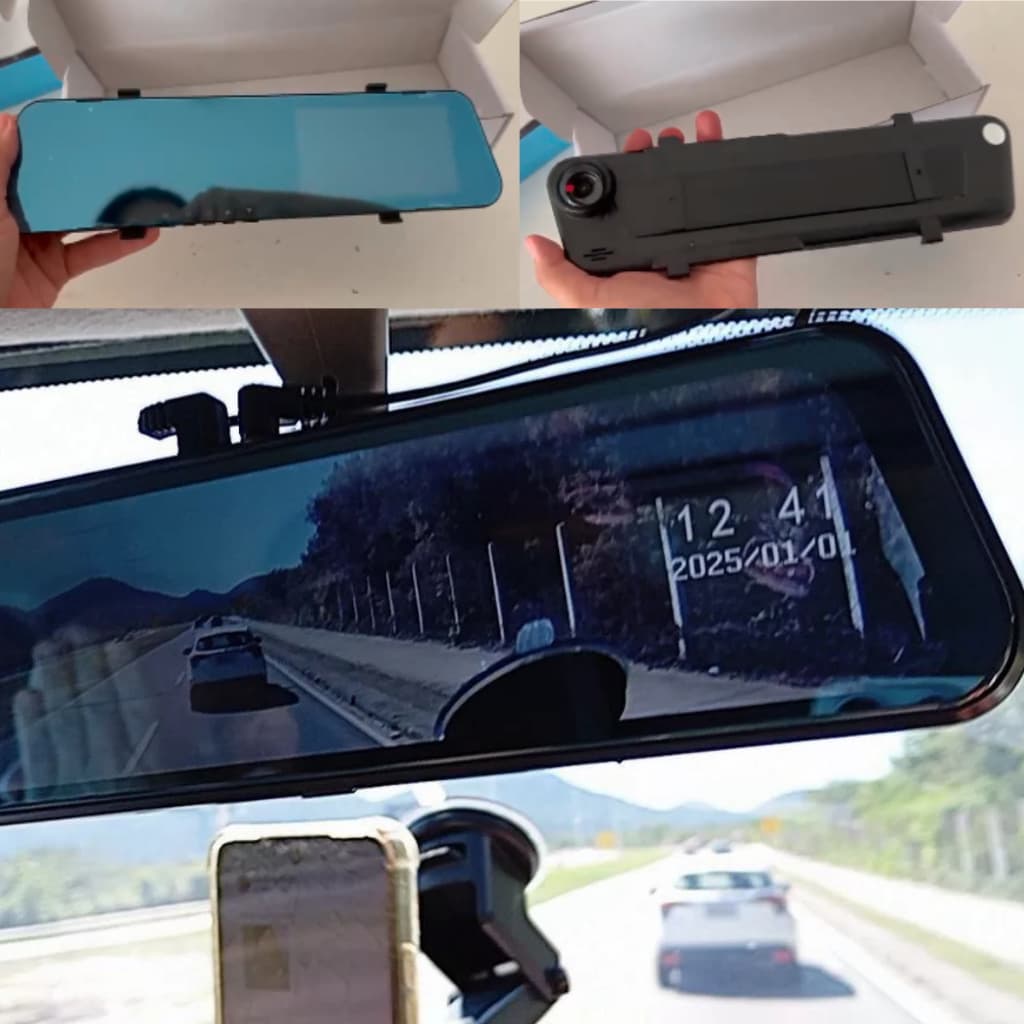 Câmera Carro Espelho Retrovisor Gravação Frontal e Ré Câmera Dupla De 4.5" Full HD