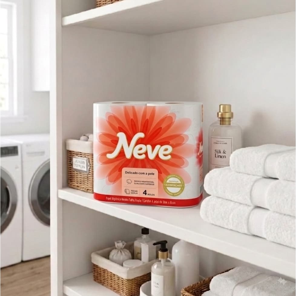 Papel Higiênico Neve Folha Dupla Rolos com ***(30 METROS)***  - Maciez Superior e Tecnologia Dermacare