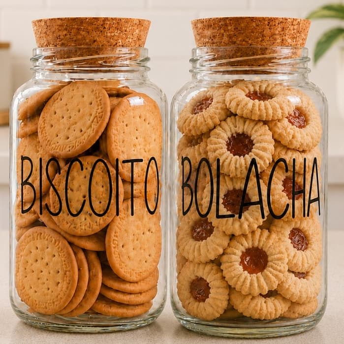 2 Potes de Vidro Biscoito + Bolacha 830 ml | Pote Hermético com adesivo Grande opcional | Cantinho do Café