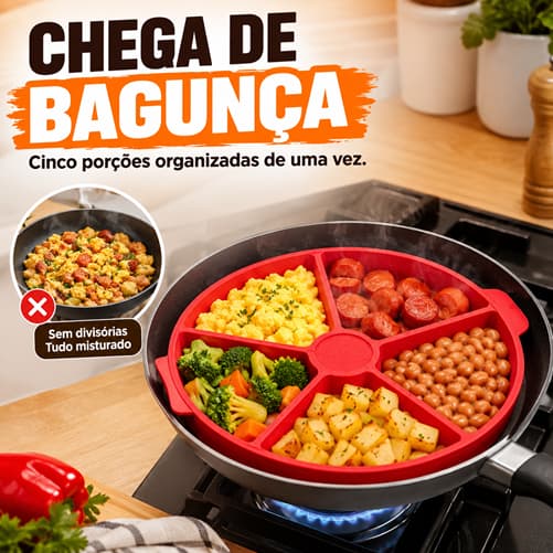 Forma Silicone Waffle 5 Divisórias Panqueca Ovos Antiaderente para Frigideira e Forno