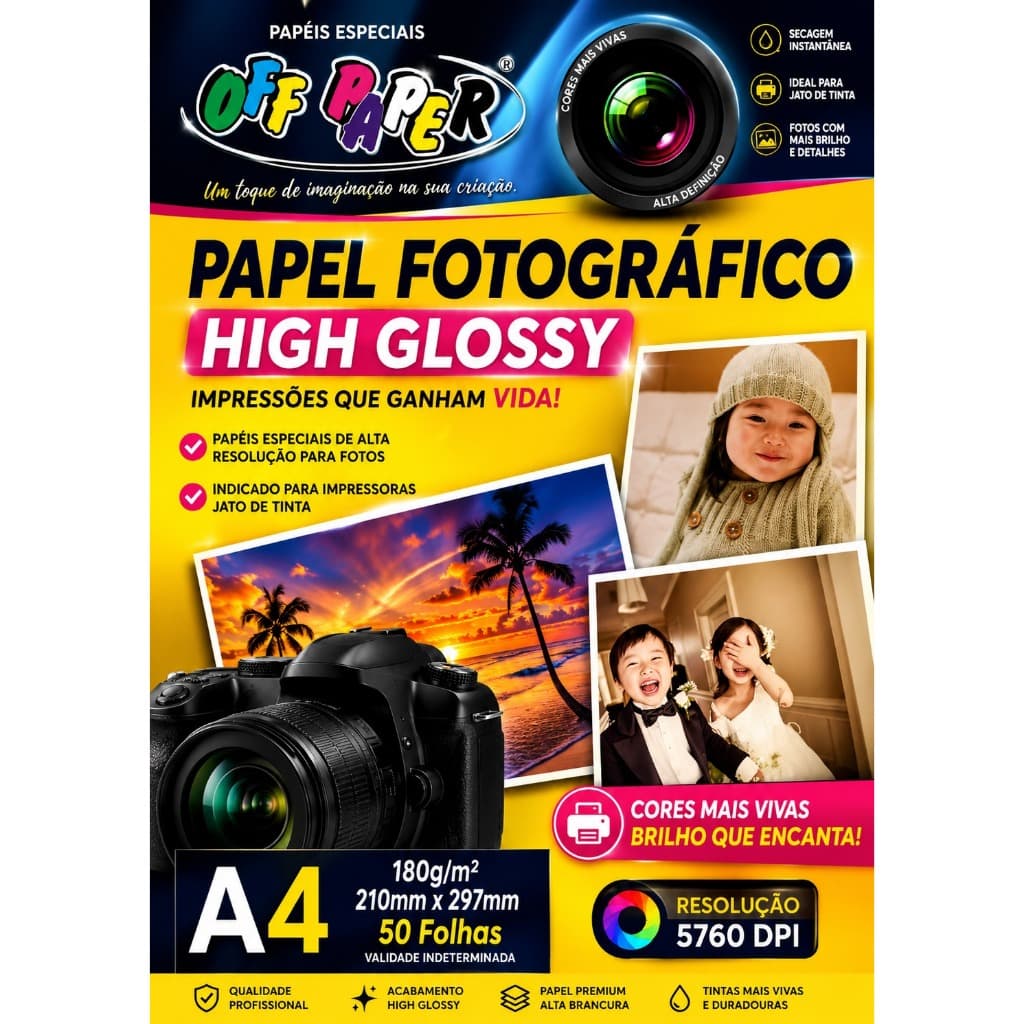 Papel Fotográfico A4 Glossy 180g 50 Off Paper Cor Branco Papel Fotográfico A4 Glossy 180g 50 Off Paper Cor Branco Papel
