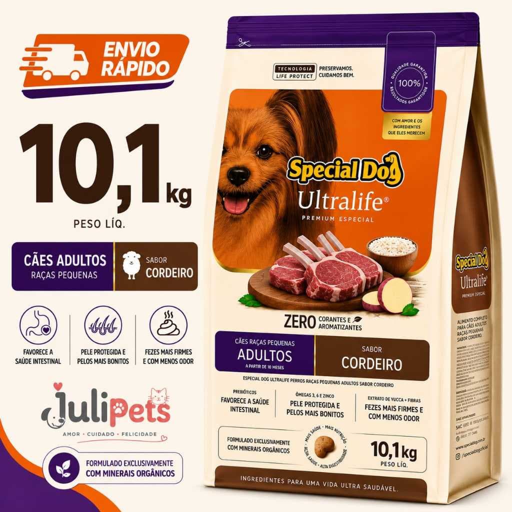 Ração Premium Special Dog Ultralife Adultos Raças Pequenas Cordeiro 10,1kg