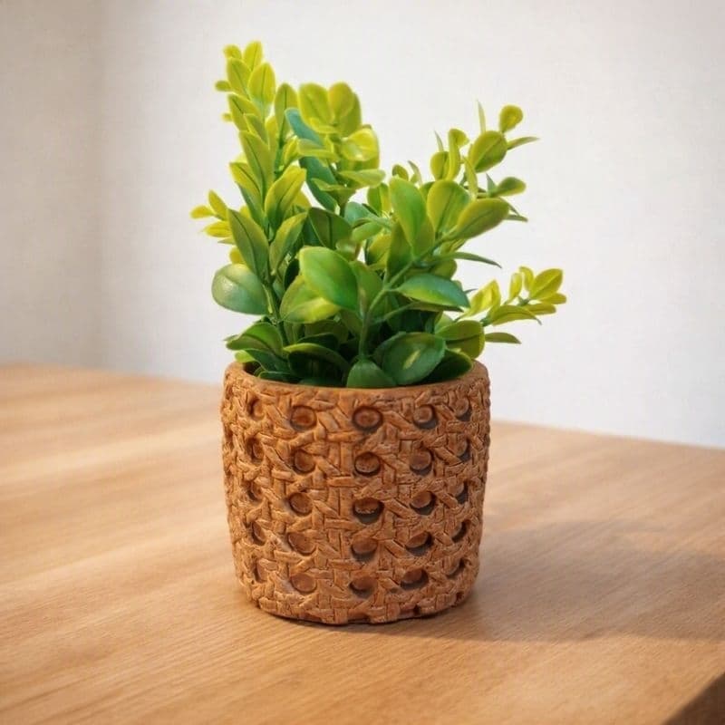 Vaso Cachepot de Cerâmica Decorativo Texturizado Efeito Palha Artesanal para Plantas e Flores Decoração de Casa
