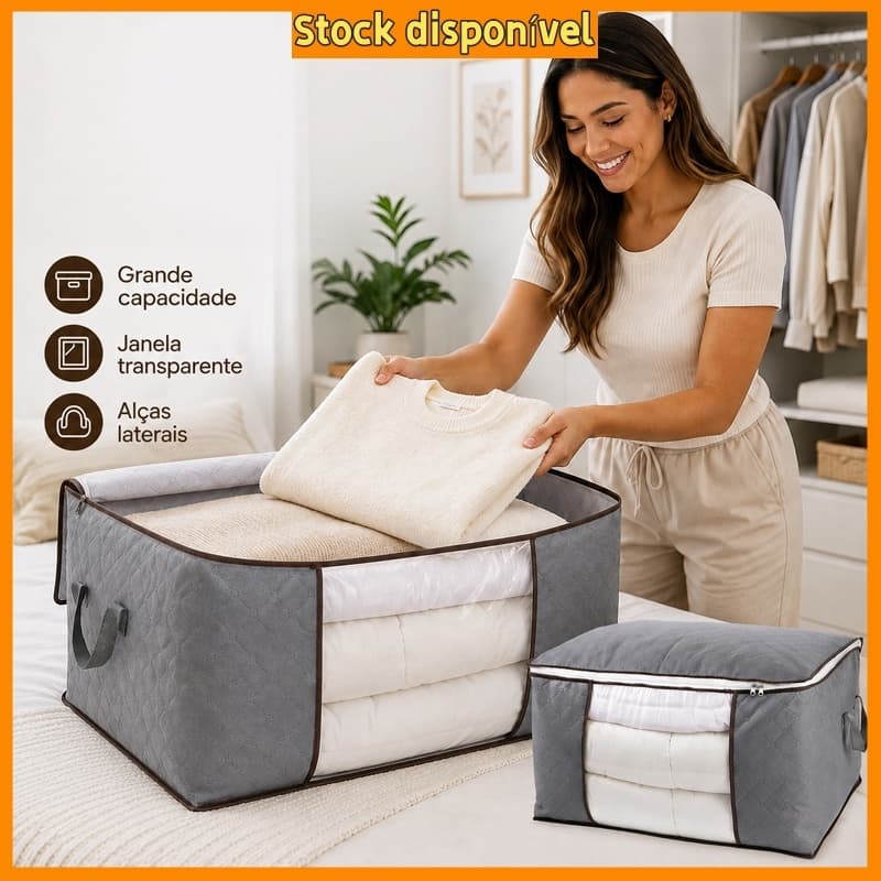 Organizador de Roupas Dobrável Grande Capacidade Caixa para Cobertor Edredom 60x38x35cm