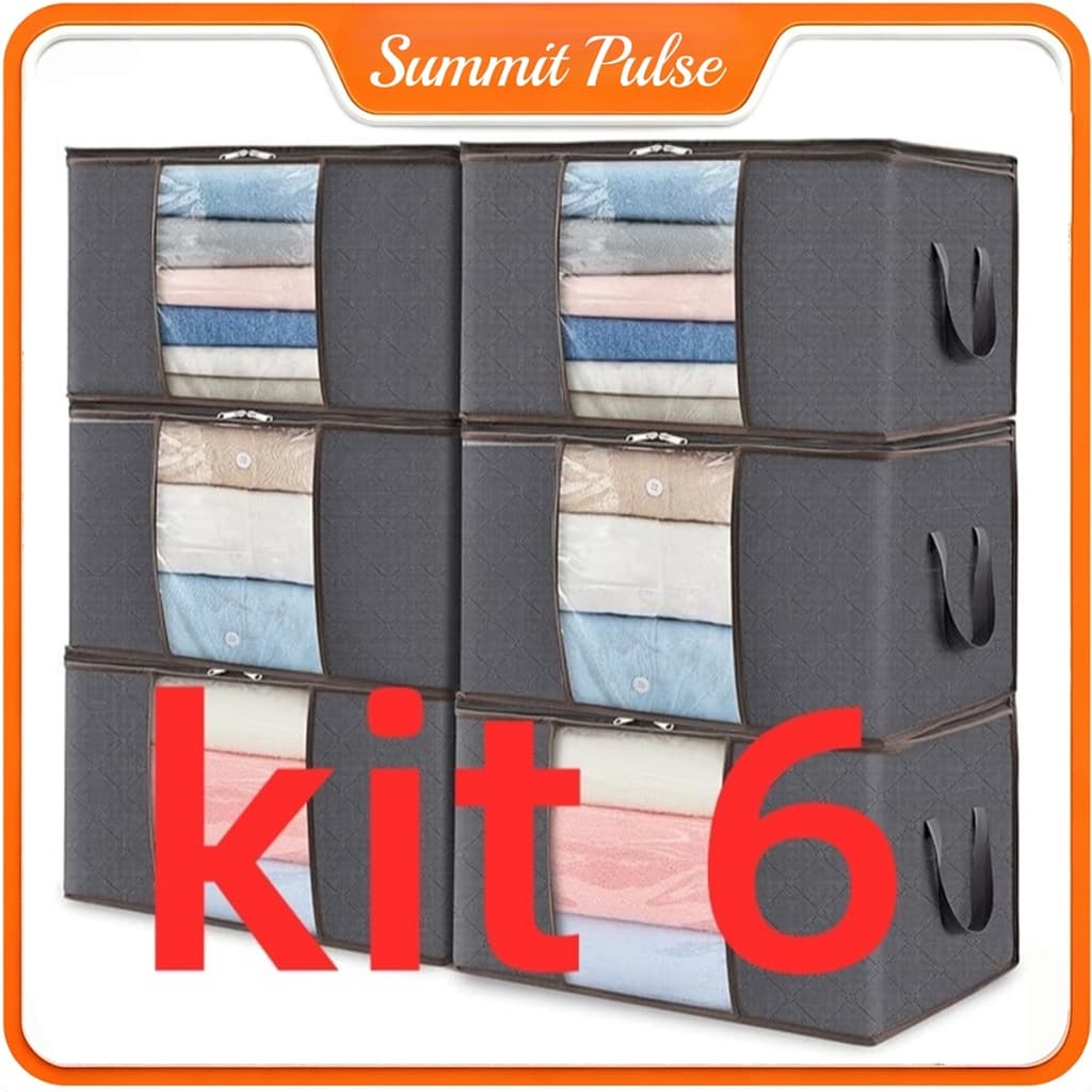 KIT 3/6/9 Sacos de Armazenamento | Organizador de Guarda-Roupa Roupas Viagem Anti Poeira Umidade Dobrável Multiuso