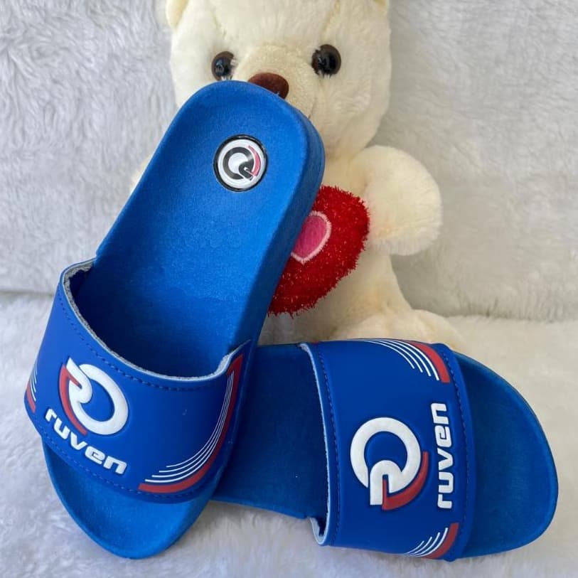Chinelo Slide pala Papete Infantil Menino Tendência Super Leve E Confortável Azul Royal