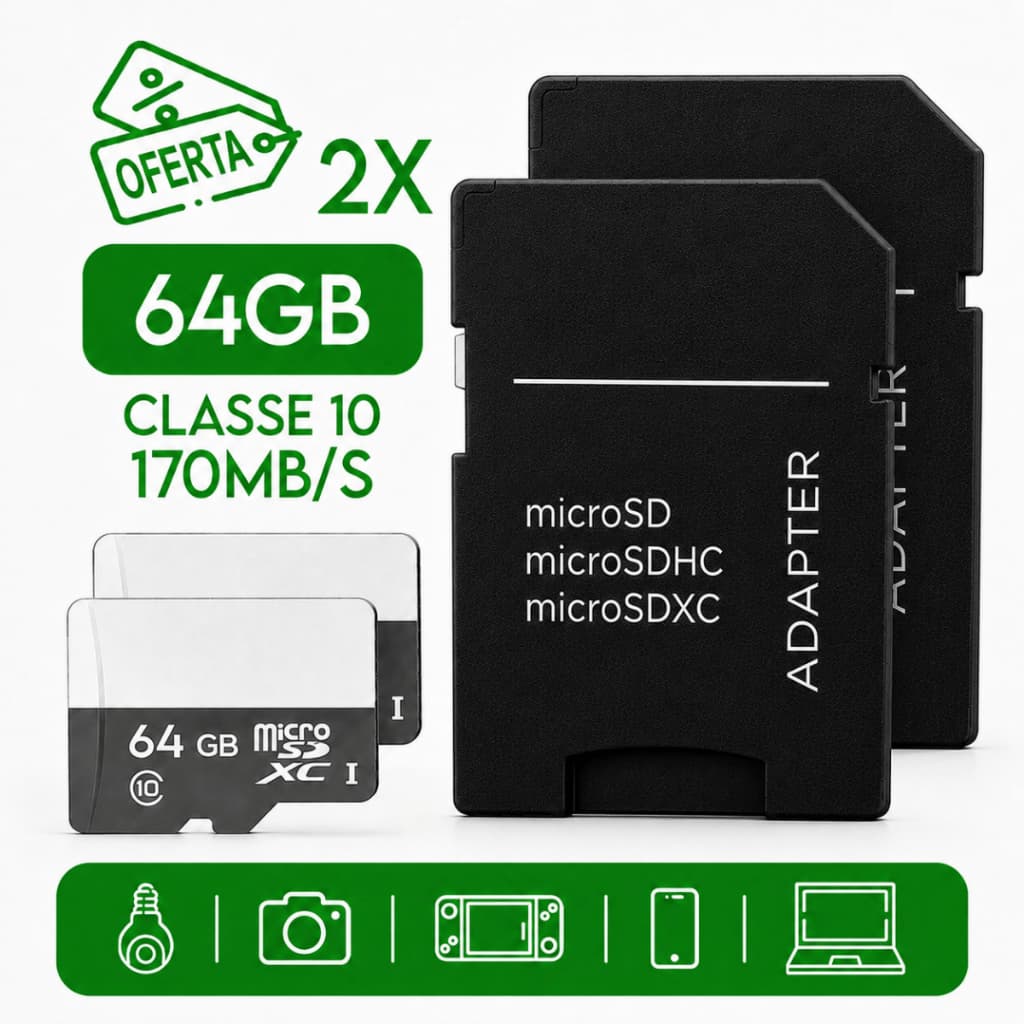 Kit 2x Cartão De Memória Aethera 64 GB Micro SD Ultra Classe 10 - 170MB/s Para Celular Câmera Vídeo Game