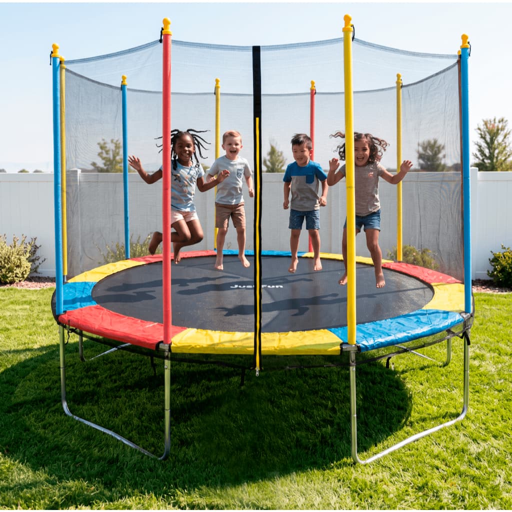 Cama Elástica Infantil Pula Pula Trampolim 3,05 M Rede de Proteção Colorida Aço Galvanizado Externa Até 180KG